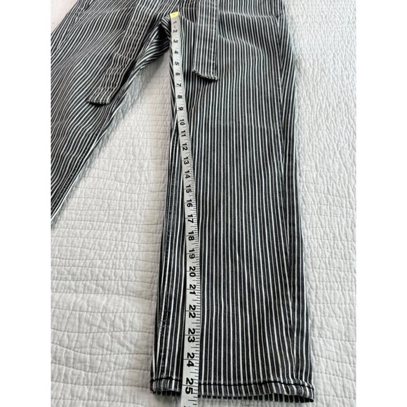 Frame Womens Black & White Striped High-Waist Belted Denim Jeans Size 26 - Picture 8 of 11